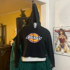 Dickies girl black CROP TOP hoodie hooded sweatshirt medium